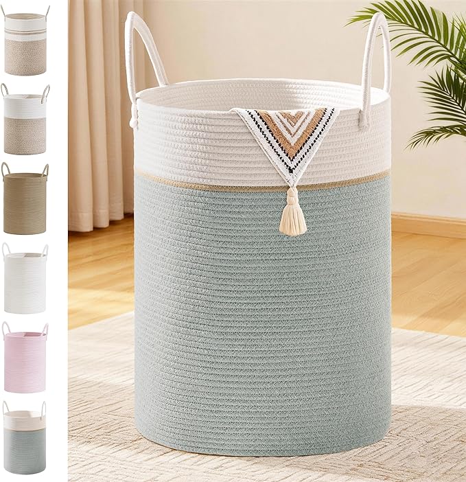Tall Laundry Basket with Handles, 100L Portable Dirty Clothes Hamper, Boho