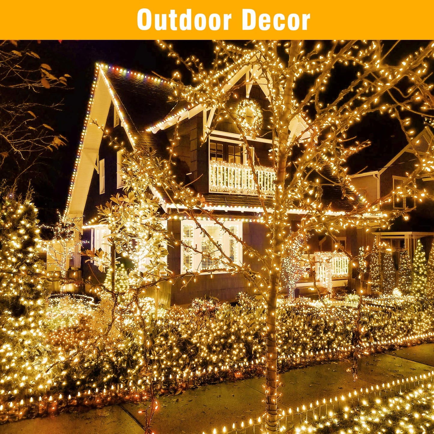 Nisocy 200 LED Christmas Connectable String Lights Outdoor Waterproof – Warm White Fairy Lights with Plug, Tree Lights for Patio, Garden, Bedroom, Wedding, Party, Decor (66FT)