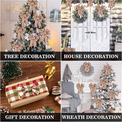 Whaline 2 Rolls Wired Edge Plaids Ribbon - Christmas Buffalo Check Red Green, 2.5 Inch Farmhouse Craft for DIY Gift Wrapping, Wreath, Xmas Tree Bow Decoration, 10 Yards