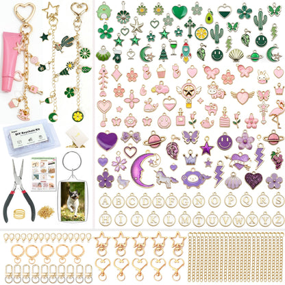 Kupor 342Pcs DIY Keychain Making Kit – 25 Keychains, Storage Box & Instruction,Great for Crafting Bag Charms, Keychain Charms Ideal for Craft Lovers (Eco-Friendly Materials) & Gift Shoppers