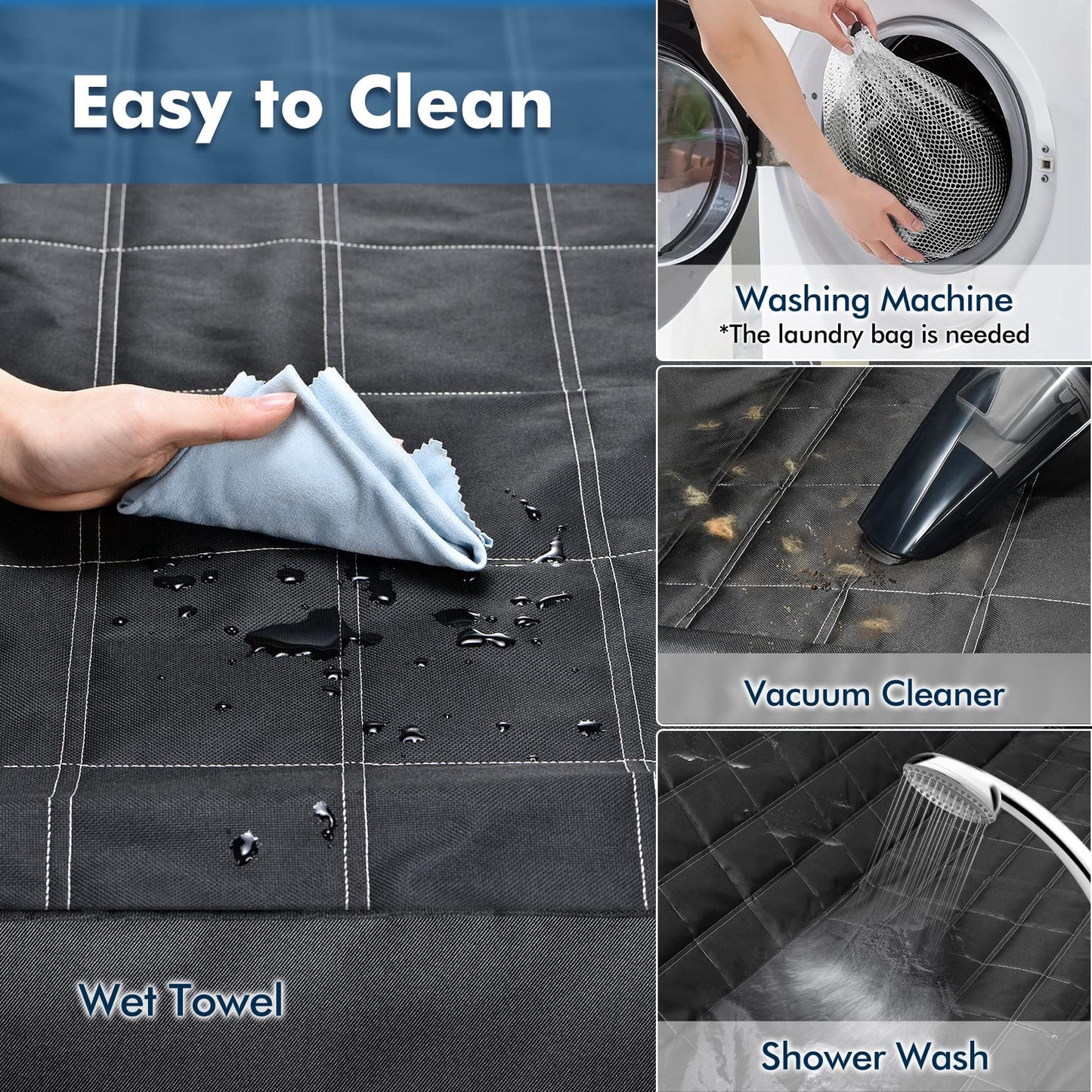 Dog Car Seat Cover 4-in-1, 100% Waterproof Dog Car Hammock, Durable Scratchproof Nonslip Back Bench Cover for Dogs with Seat Anchor, Machine Washable, Universal fits Trucks SUV