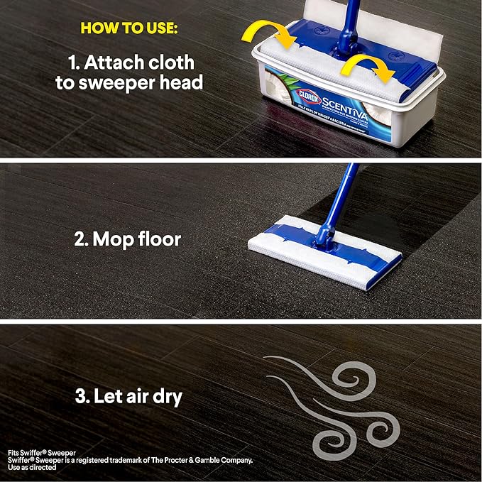 Clorox Scentiva Disinfecting Wet Mop Pad, Disposable Mop Heads, Coconut and