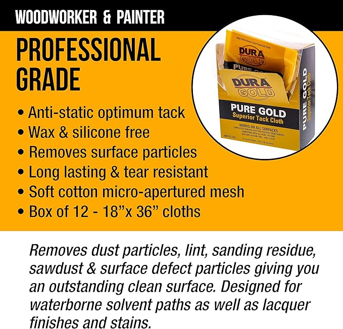 Dura-Gold - Pure Gold Superior Tack Cloth, Woodworking, Automotive Paint