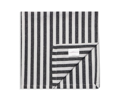 PurpleEssences Plain Striped Cloth Napkins - Set of 12-100% Cotton - 18 x 18 Inch - Fall Thanksgiving Halloween - Perfect Everyday Use Dinner Napkin - Black and White