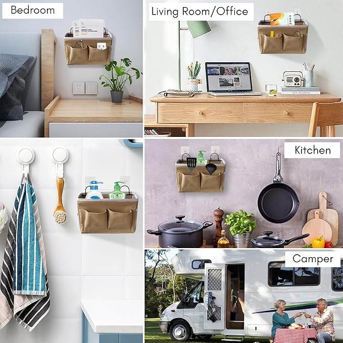 2pcs Middle Wall Hanging Organizer Bag, Linen Fabric Door Hanging Storage Basket