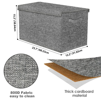 VERONLY Large Toy Box for Boys Girls, Foldable Storage Chest with Lid Fabric Storage Baskets Container Bins for Clothes, Bedroom, Blanket, Nursery, Books, Playroom, Kindergarten (Dark Grey)