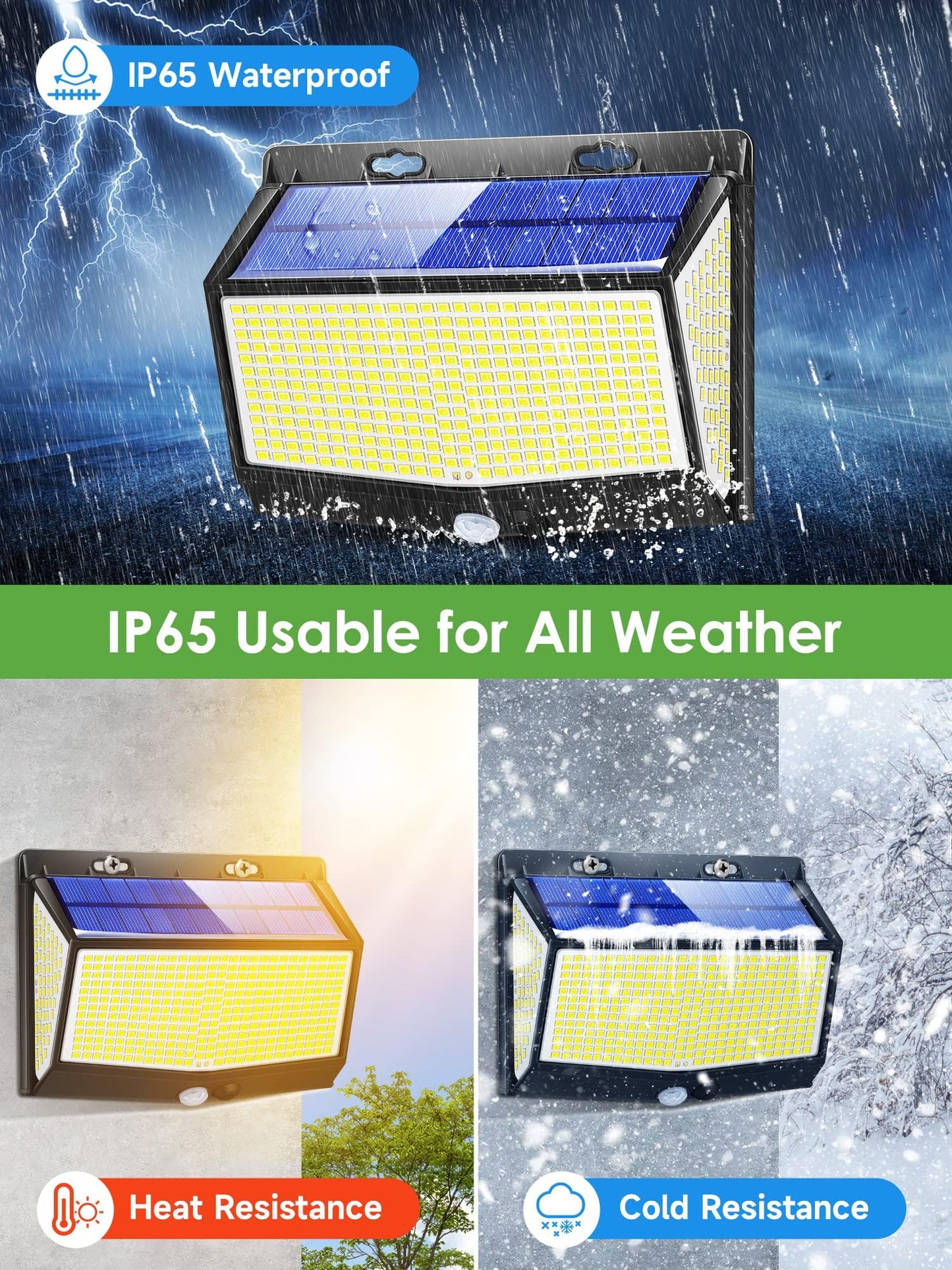 One Fire Solar Lights Outdoor, 468LED+2000LM Super Bright Solar Security Lights with Motion Sensor, 3 Modes Garden Lights Solar Powered Waterproof IP65