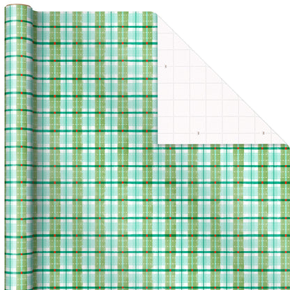 Hallmark Christmas Wrapping Paper Rolls, Holiday Gift Wrap (Pack of 3: 120 sq. ft. ttl) Storybook Critters, Snowmen, Green and Blue Plaid