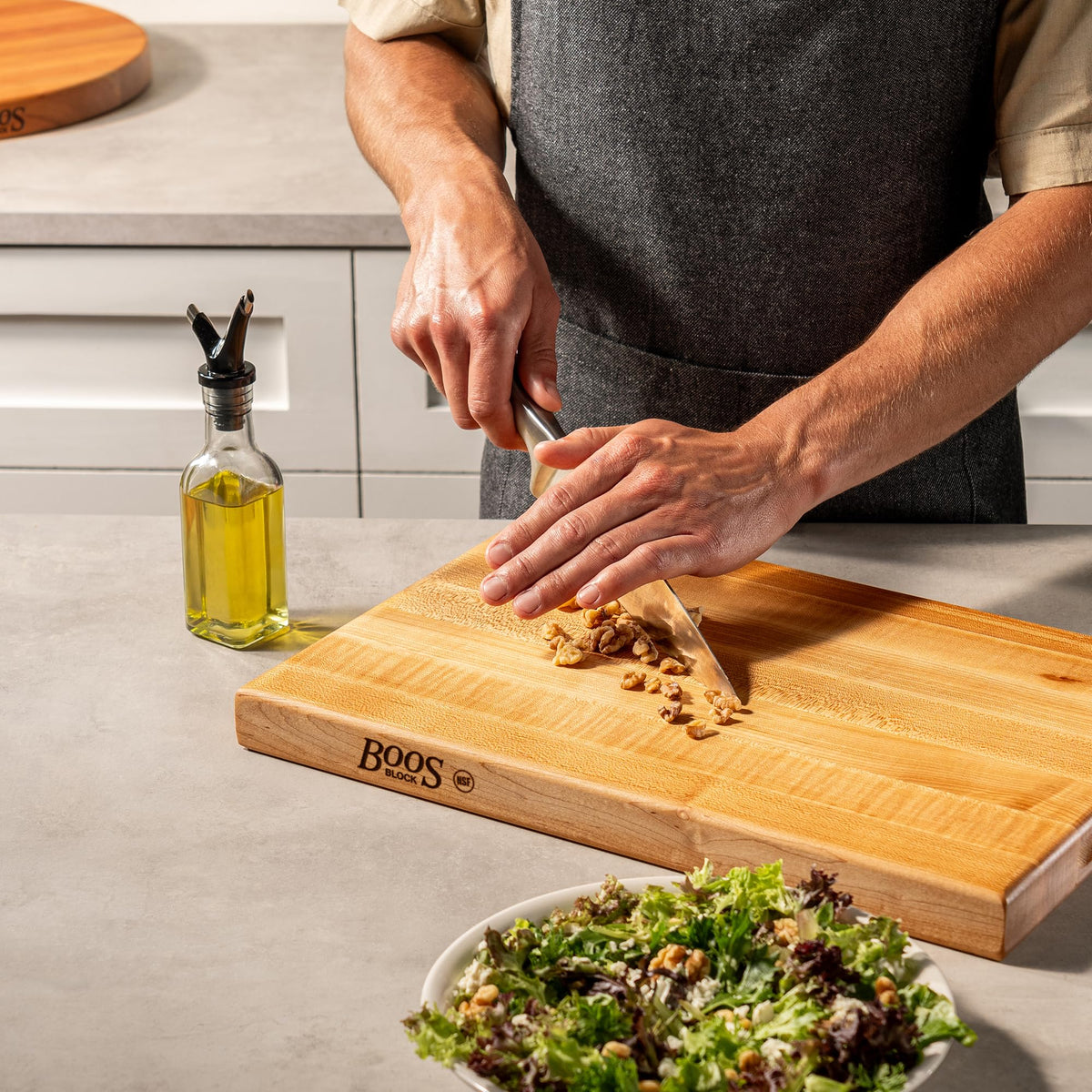 John Boos R-Board Series Rectangular Wooden Maple Cutting Board 18”x12” – 1.5” Thick, 10-lb Reversible Butcher Block with Edge-Grain & Finger Grips – Made in the USA