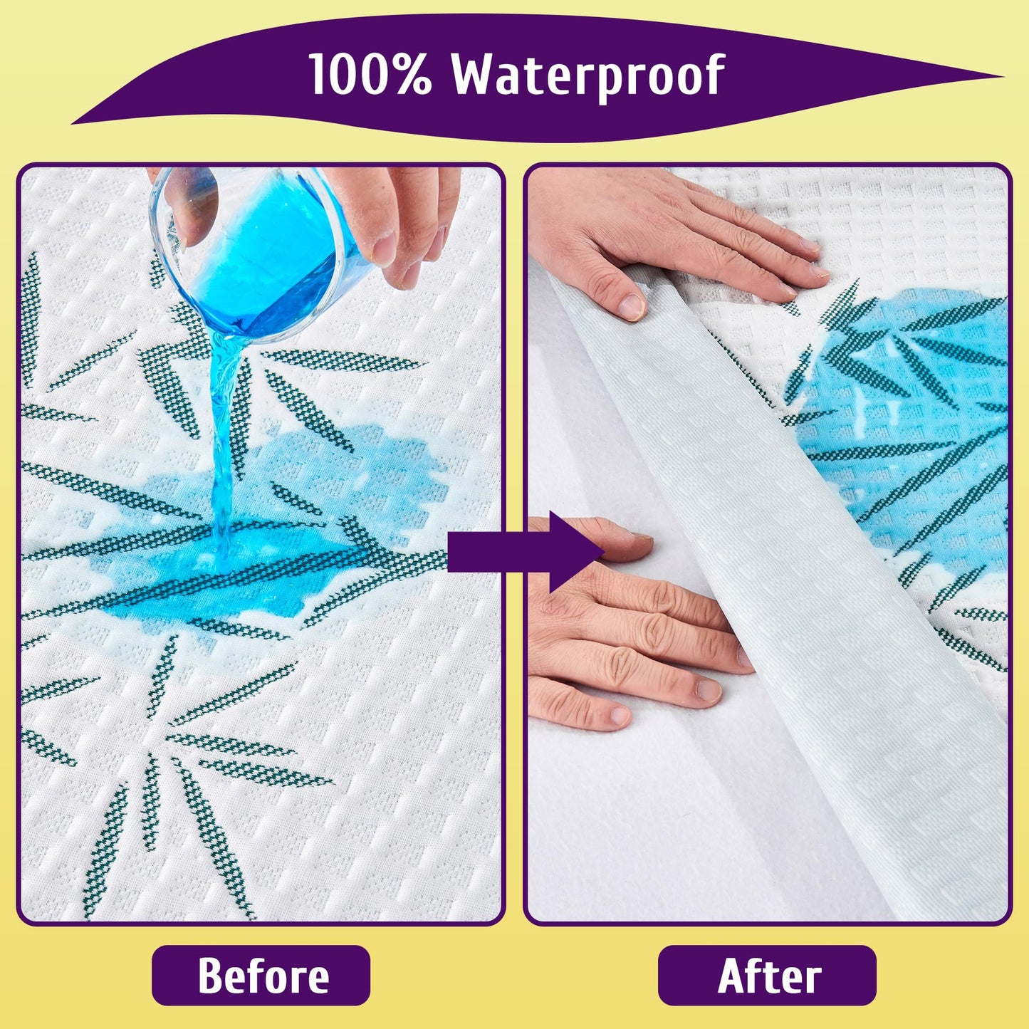 KUTUU Full Size Waterproof Mattress Protector, Breathable and Cooling Full Mattress Pad Cover, Fitted Sheets Style, 6-16 inches Deep Pockets