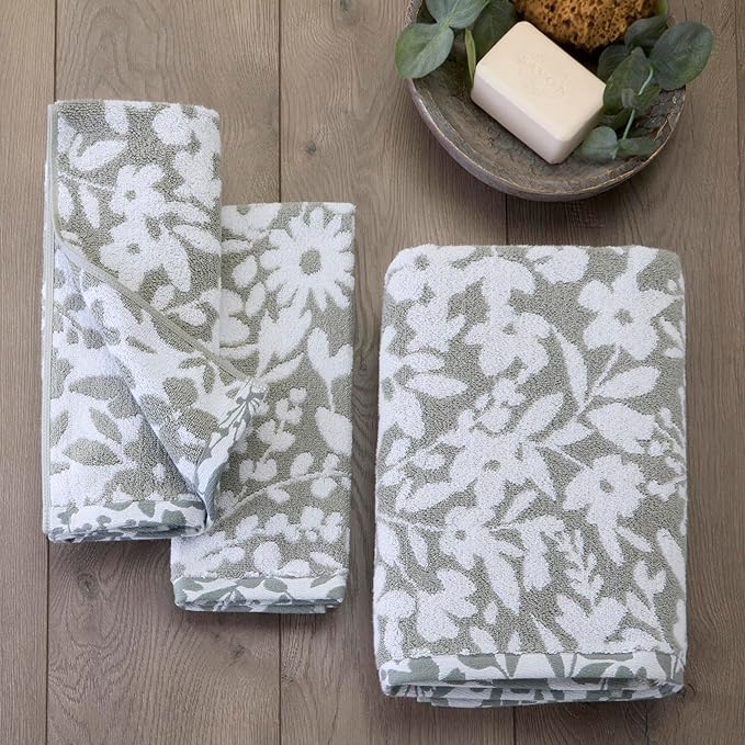 SKL Home Bedford Floral 100% Cotton Premium 2-Piece Hand Towel Set, 600 GSM