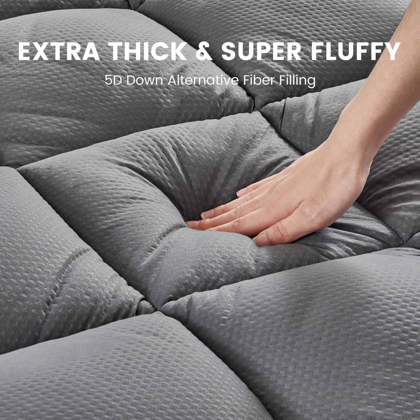 SLEEP ZONE Extra Thick Full Mattress Topper for Back Pain, Plush Breathable Thick Mattress Pad Cover, Down Alternative Soft Bed Topper with Elastic Fitted Deep Pocket