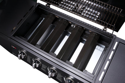 CosmoGrill Original 5 Gas Burner 4+1 Garden Grill, Steel Warming Rack, Side-Burner, Storage & Built-in Temperature Gauge for Home Garden Party Outdoor Cooking