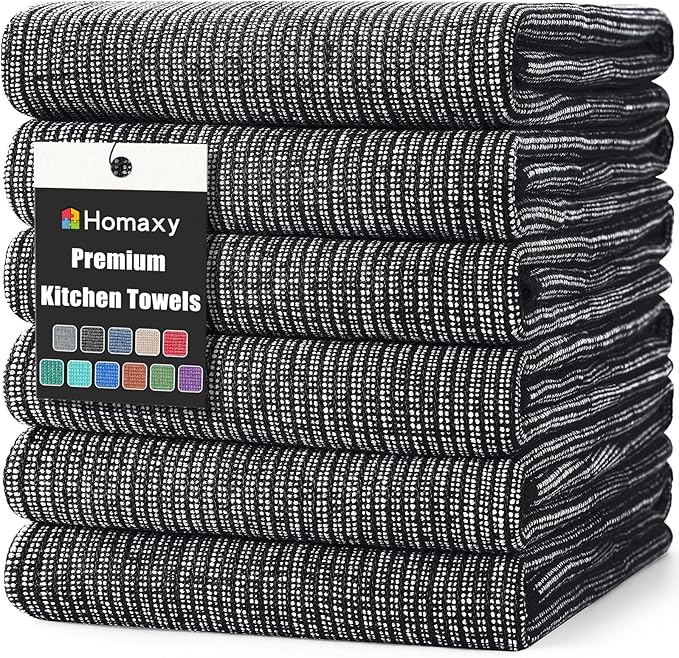 Homaxy Premium Kitchen Towels, Large Cotton Kitchen Hand Towels, Flat and Terry