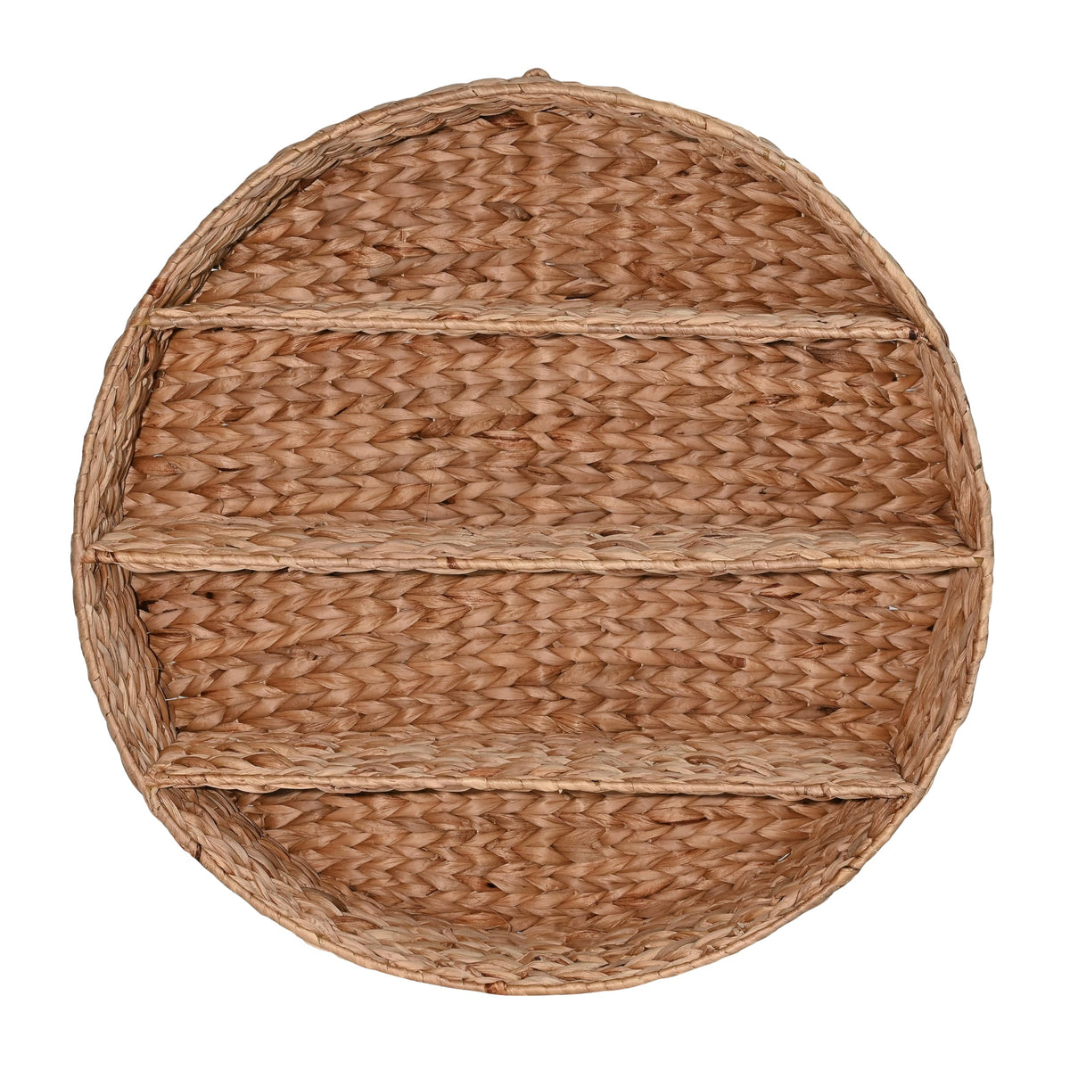 happimess WRK1000A Annulus 24.5" 3-Shelf Circular Handwoven Hyacinth Wall Rack for Entryway, Bedroom, Living Room, Guest Room, Natural