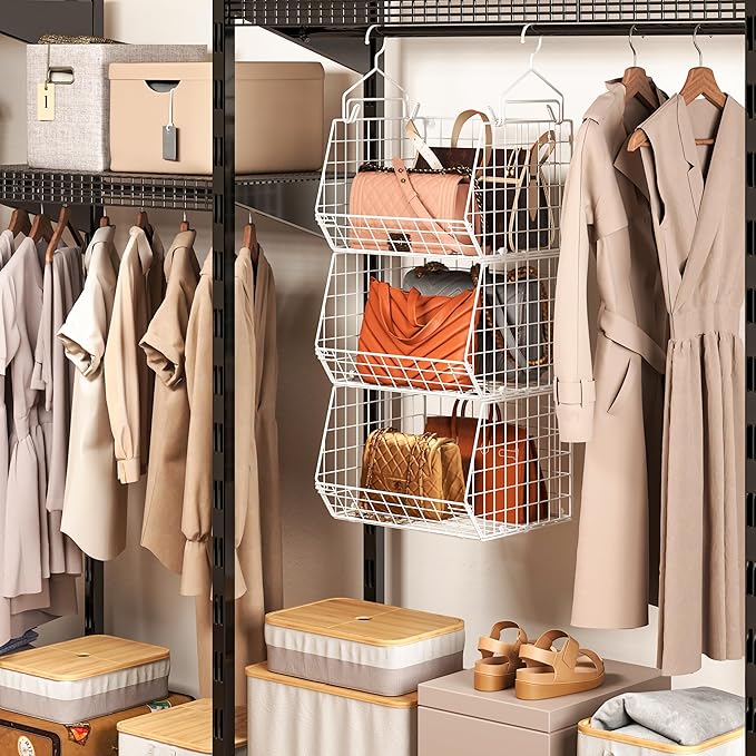 X-cosrack 3 Tier Foldable Closet Organizer, Clothes Shelves