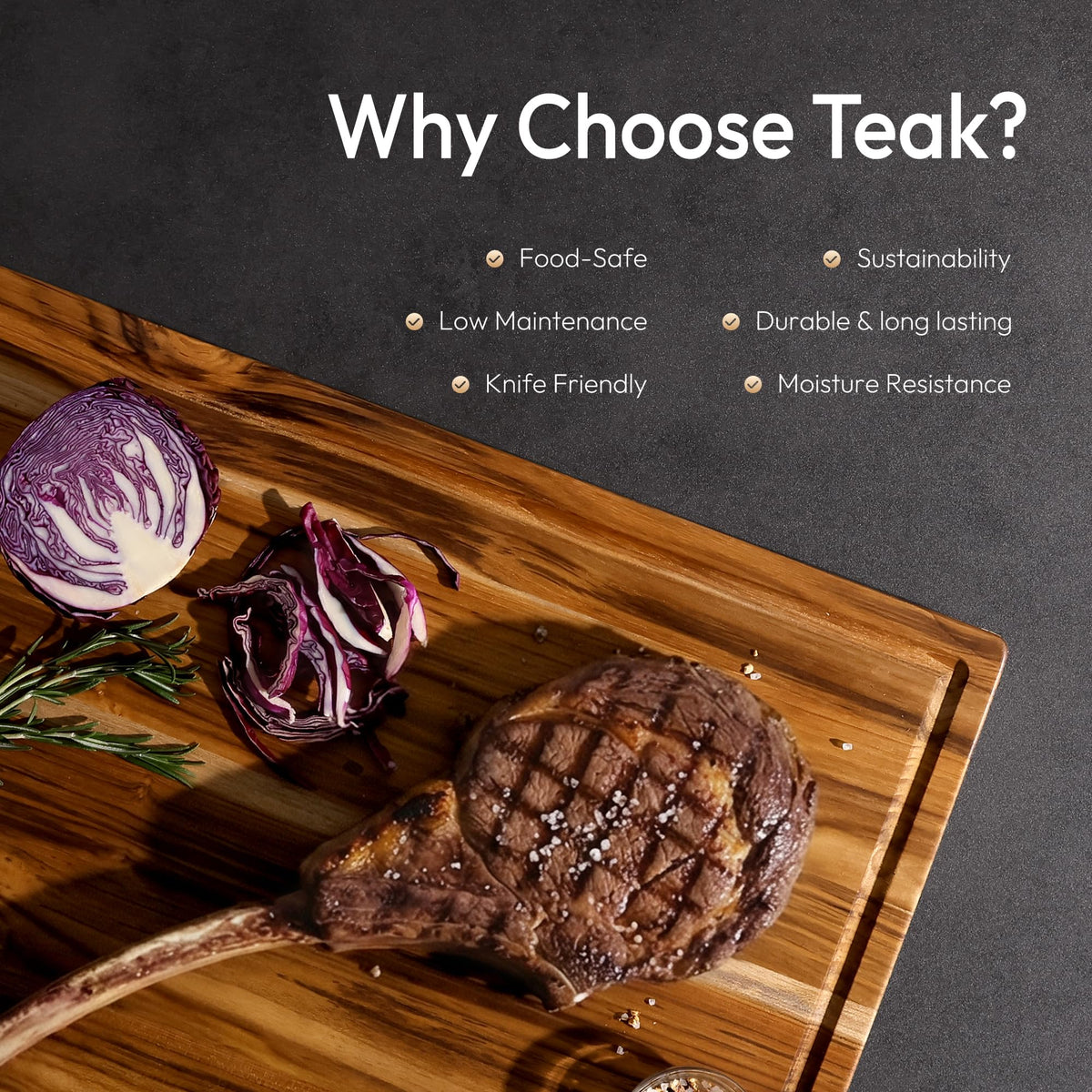 Bellsal 3 Pack Teak Wood Cutting Board Set for Kitchen Charcuterie Board Serving Heavy Duty Non Toxic Slip Over Sink Solid Thick Haus Wooden Chopping Board Large Big Small Meat Kitchen Essential Gift
