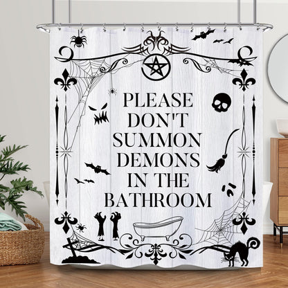 Laifzere Funny Toilet Rules Shower Curtain Gothic Halloween Goth Witchy Bathroom Signs Horror Fabric Shower Curtain for Bathtub 60x72 Inch