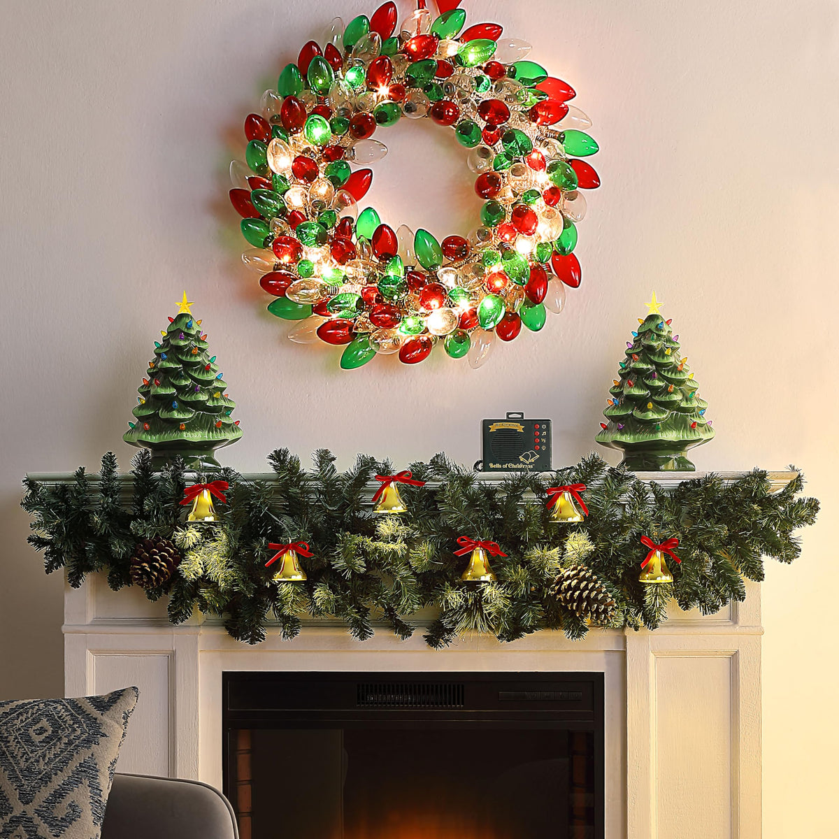 Mr. Christmas Musical Bells of Christmas with LED Lights, Motion Sensor, and 15 Holiday Carols Battery Operated