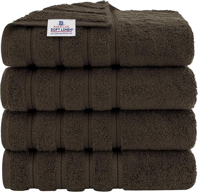 American Soft Linen Luxury 4 Piece Bath Towels, 600 GSM 100% Cotton Turkish