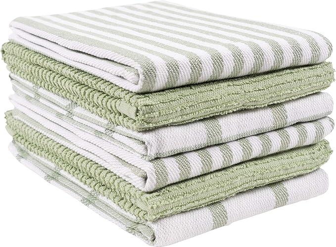 KAF Home Premium Kitchen Towels, Large 100% Cotton, Flat & Terry Absorbent Dish
