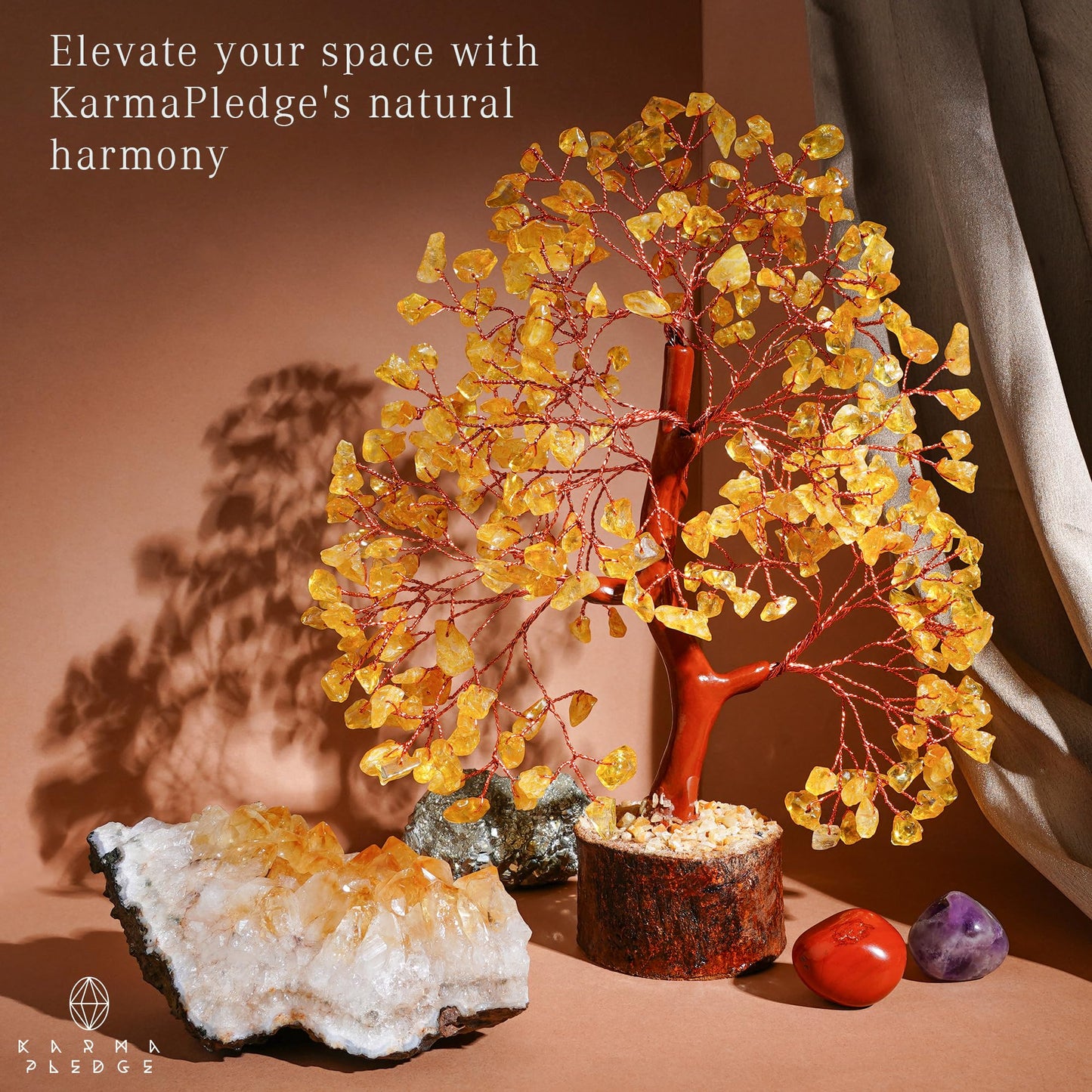 Crystal Tree of Life Birthday Gifts for Women, Men, Friends, Handmade Home Decor, Office, Room Decoration, Citrin Healing Crystal Chakra Tree for Money, Positivity, Good Luck Gifts for Her, Mom & Dad