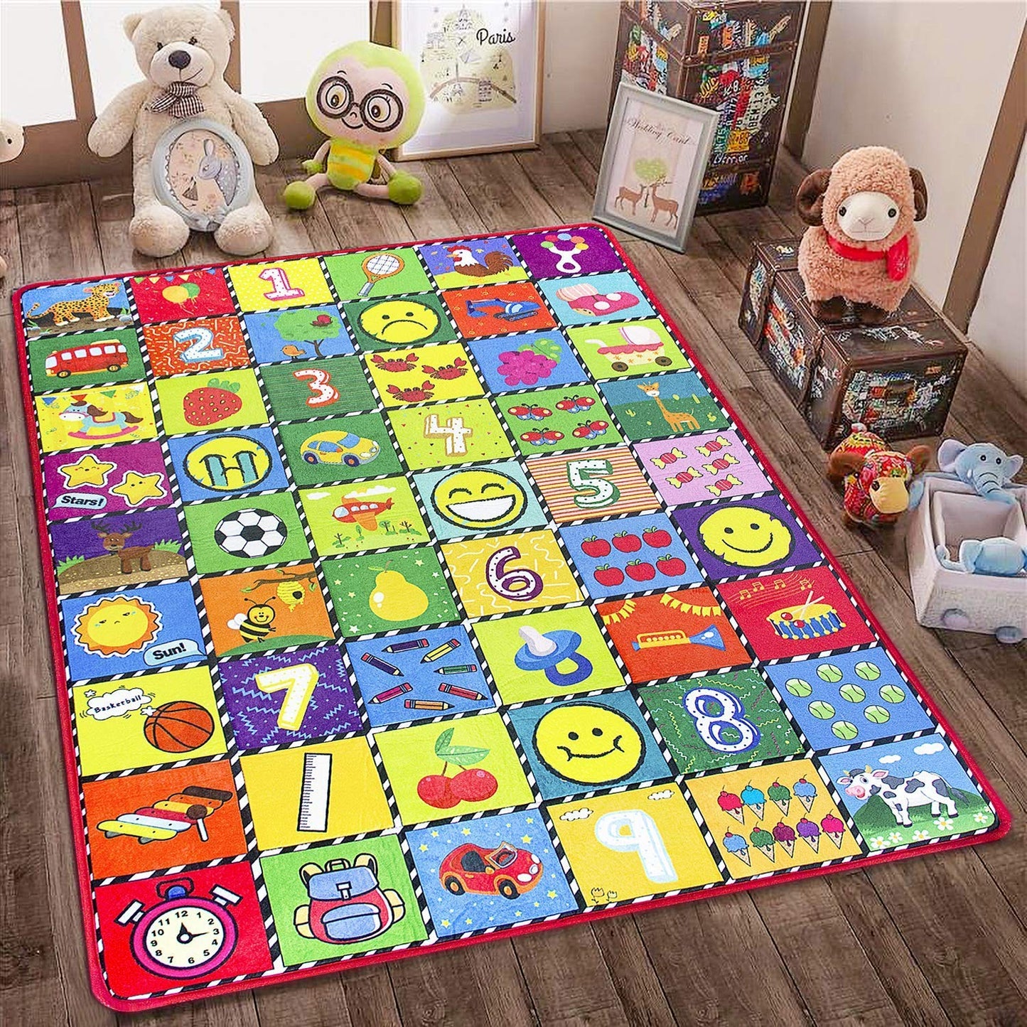 teytoy Baby Mats for Floor Alphabet Kids Rug Crawling Mat Play Rugs for Children Super Soft Non-Slip Colourful Foldable Playmats for Toddlers, 112 * 151cm Extra Thick (0.6cm)