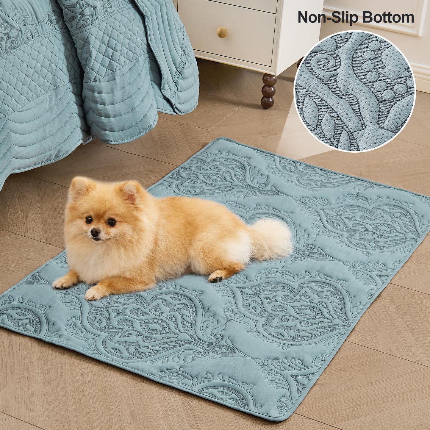 DaisyHuang Oversized Bedspread Coverlet Set Queen Size - Lightweight Bedding Cover - Beautiful Stitching - 4 Piece Reversible Bedspread, Dusty Blue