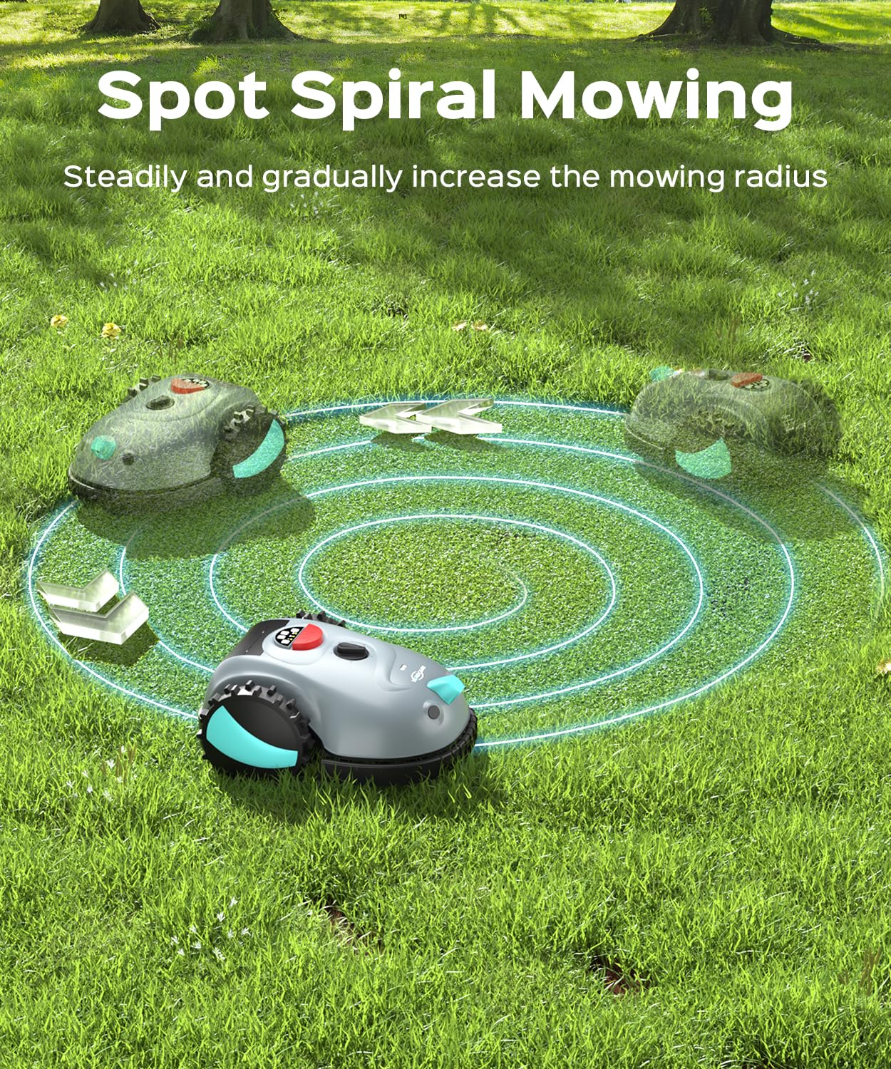 YARDCARE V100 Robot Lawn Mower with HD Vision Navigation, Smart Obstacle Detection, Collision Sensors, Adjustable Cutting Height, Low-Noise Operation—Perfect for Small Lawns up to 1,600 sq ft.