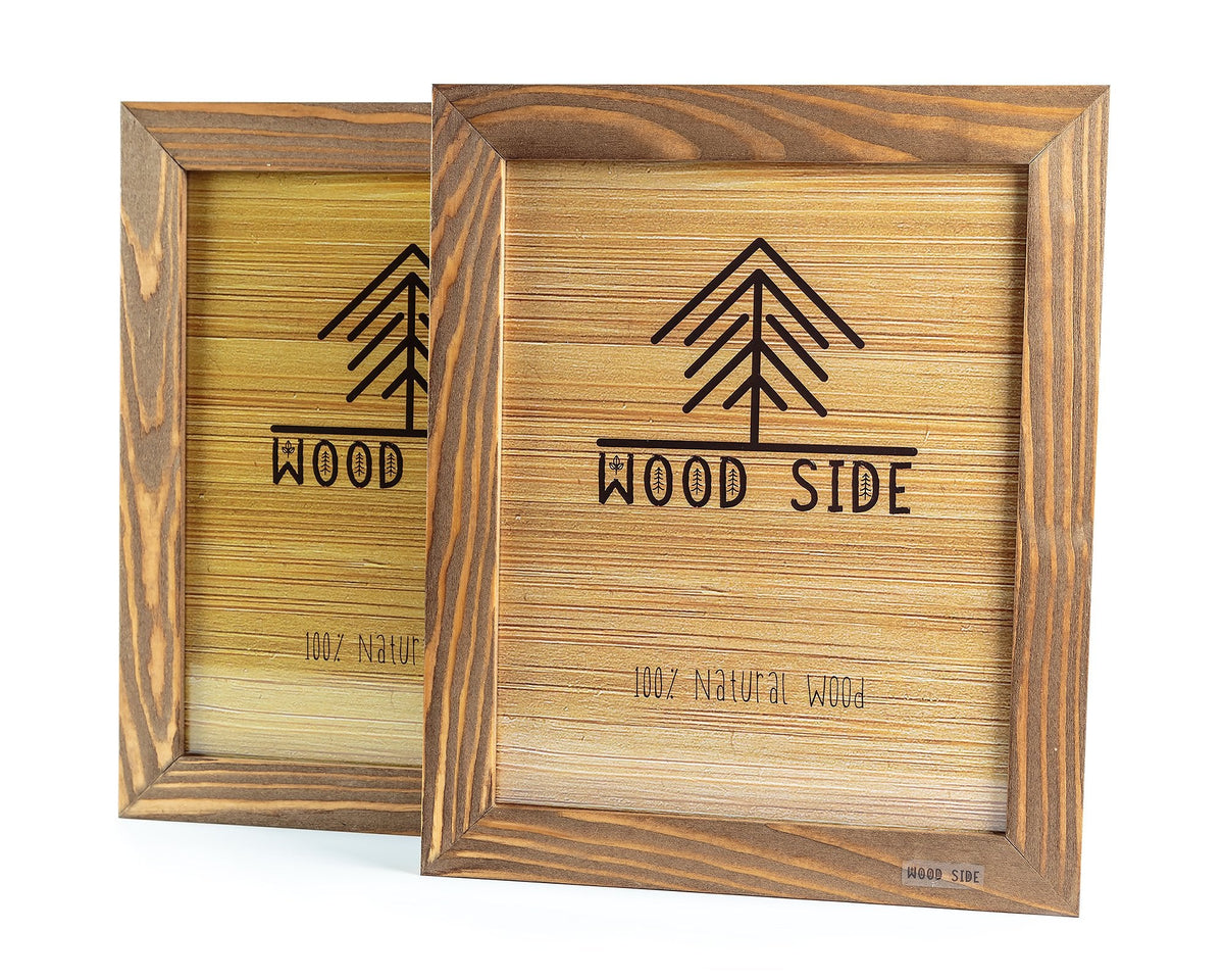 Rustic Wooden Picture Frame 8x10 - Set of 2-100% Natural Eco Walnut Wood with Real Glass for Wall Mounting and Tabletop