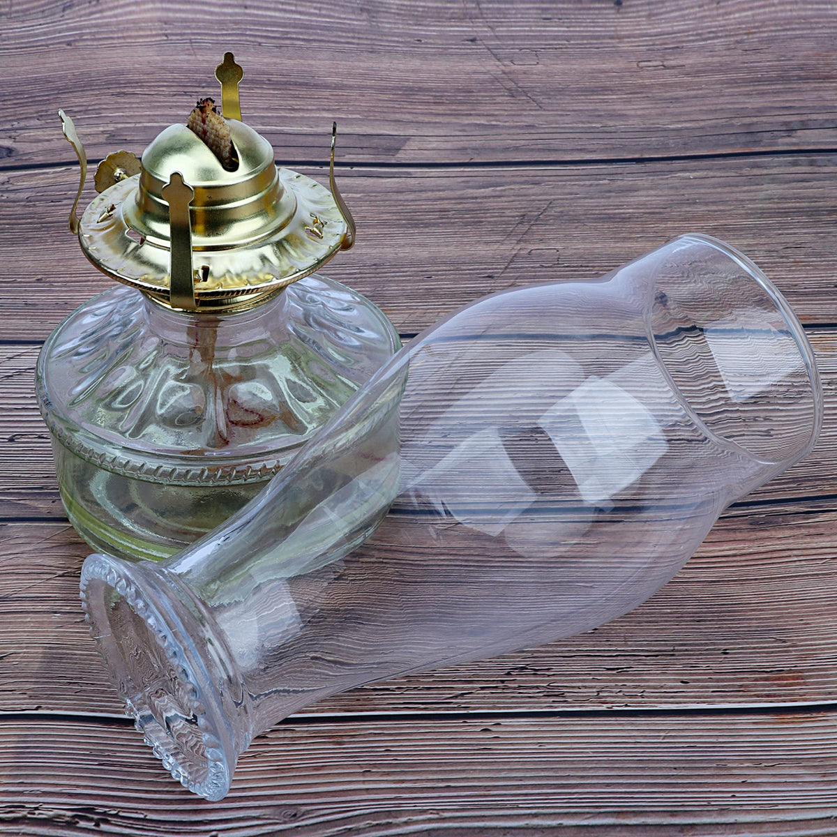 RAHATA Oil Lamp Chimney Hurricane Lamp Glass Replacement Clear 3 Inch Base for Kerosene Lamp Shade(Wave Style 1P)