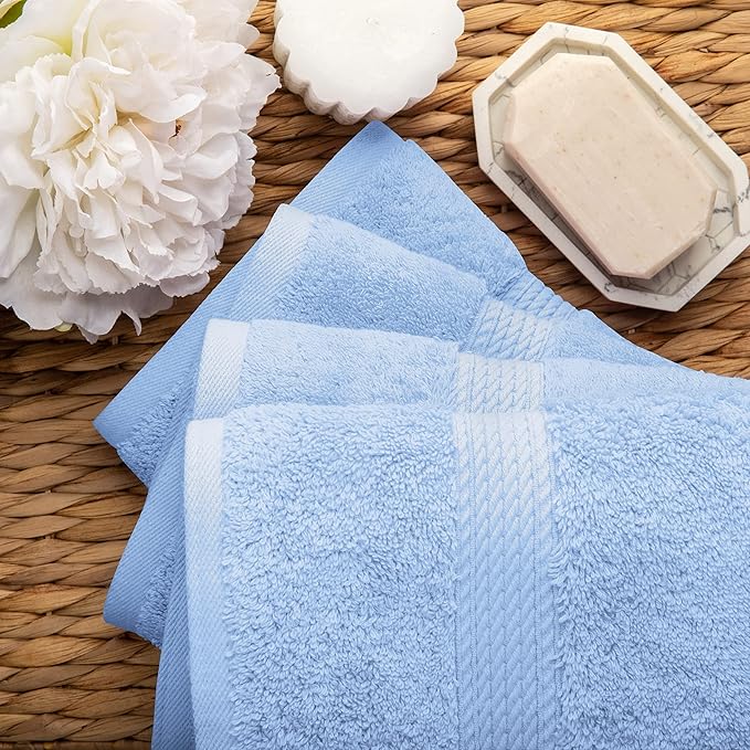 SUPERIOR Egyptian Cotton Pile Hand Towel Set of 4, Ultra Soft Luxury Towels