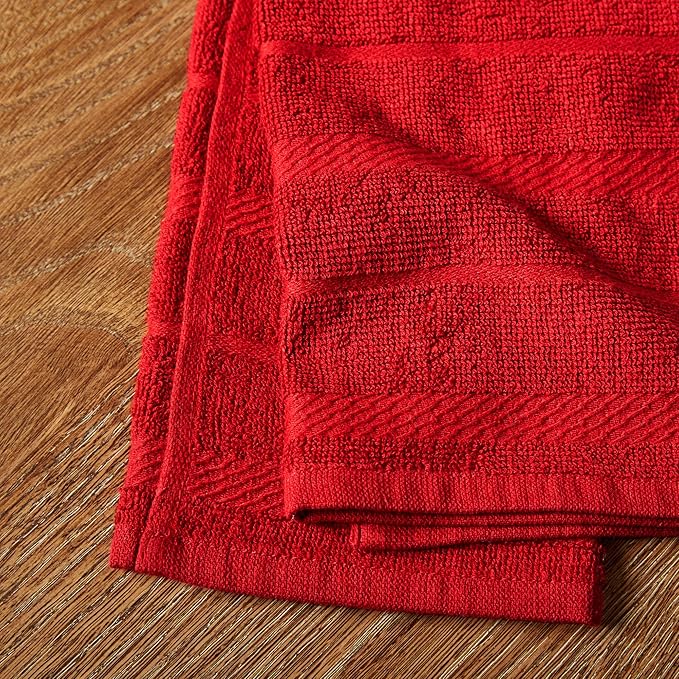 KitchenAid Albany Kitchen Towel 4-Pack Set, Passion Red/White