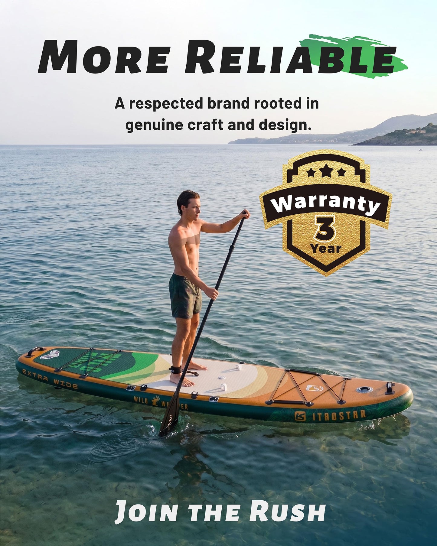 iTAOSTAR W03BP 12'x35 Inflatable Stand Up Paddle Board for Adults - Extra Wide Inflatable SUP Boards with Seat, Premium SUP Package with Full Accessories for Touring & Yoga