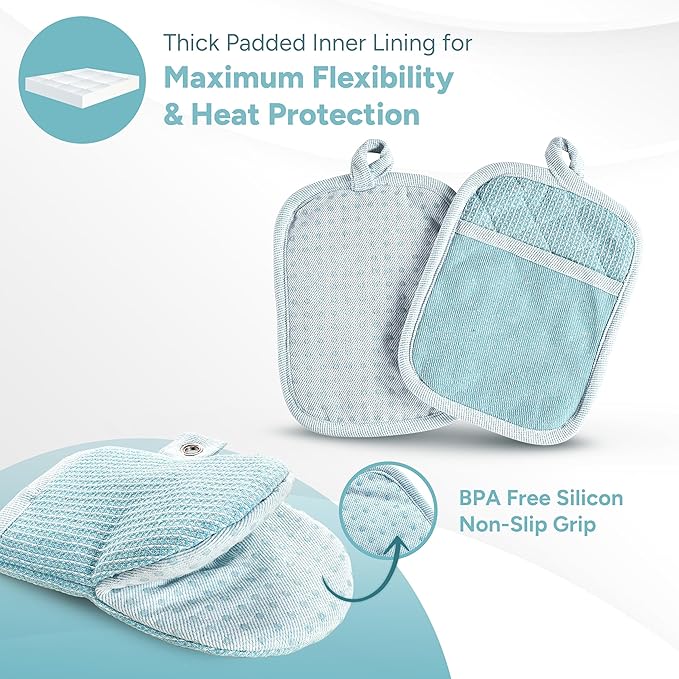Casa Platino Oven Mitts and Pot Holders Sets, 8-Piece – 500°F Heat Resistant