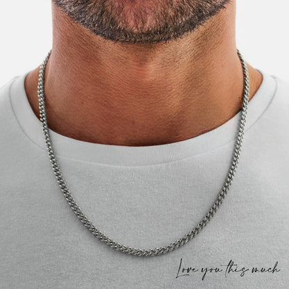 Love You This Much Promise 5mm Cuban Chain Necklace for Him, 22" Length + Luxury Box, Sentimental Gift for Men, Birthday Gift for Boyfriend, Anniversary Ideas for Husband or Boyfriend (Classic Stainless)
