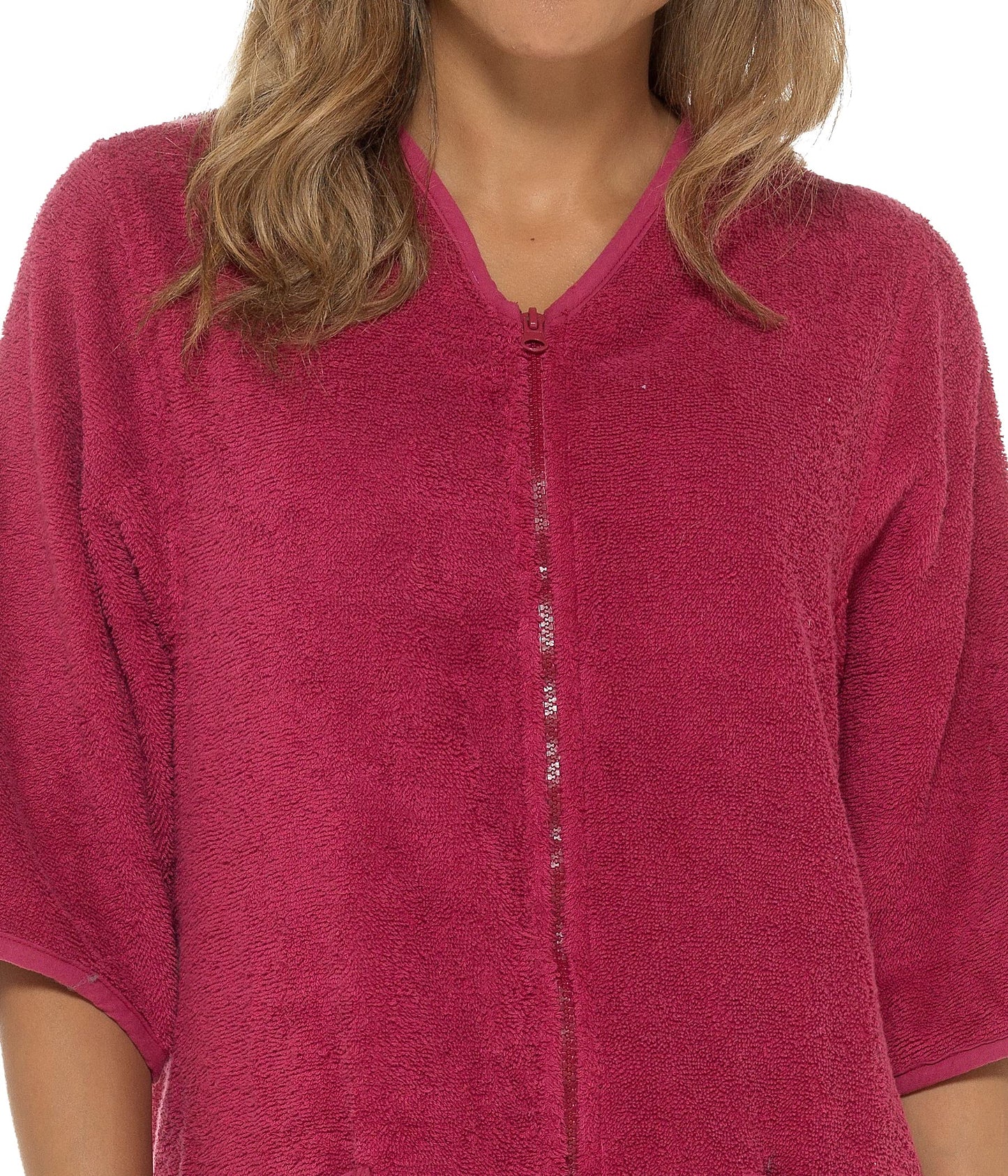 Ladies Undercover Zip Towelling Robe LN728 Wine 14-16