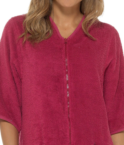 Ladies Undercover Zip Towelling Robe LN728 Wine 14-16