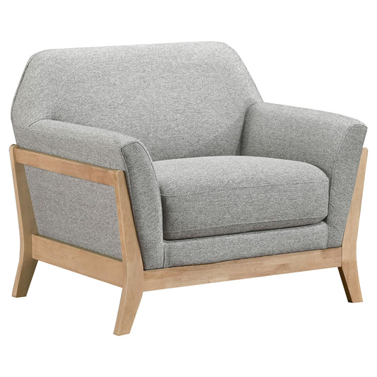Coaster Home Furnishings - Vaughn - Fabric Upholstered Flared Arm Accent Chair with Tight Back, Blonde Legs, Foam Filling and Attached Seat Cushion - Living Room - Grey - 511073