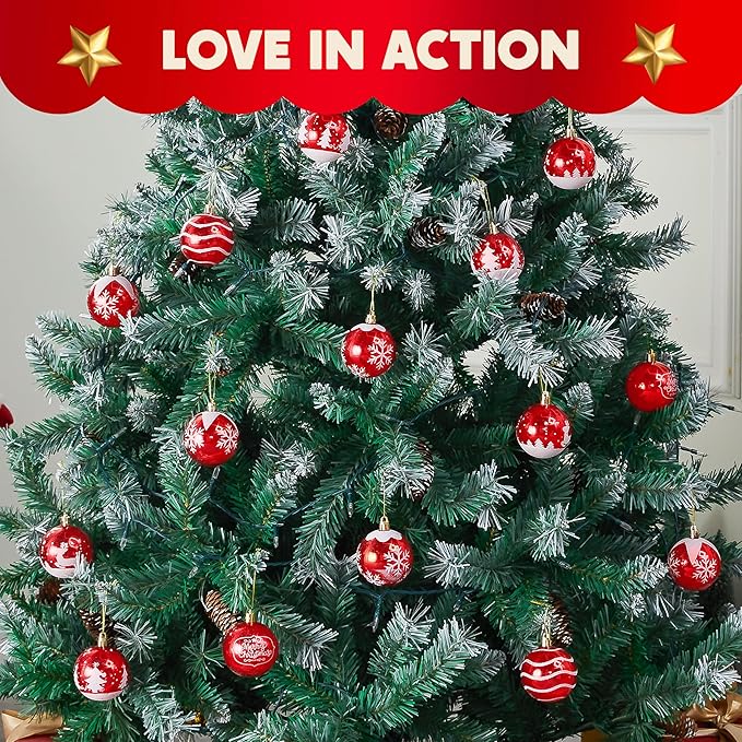 Joiedomi 24 Pcs 2.3” Red & White Christmas Ball Ornaments, Shatterproof Plastic Christmas Tree Ornaments, Hanging Decor for Wreath Garland Party Weddings Holidays