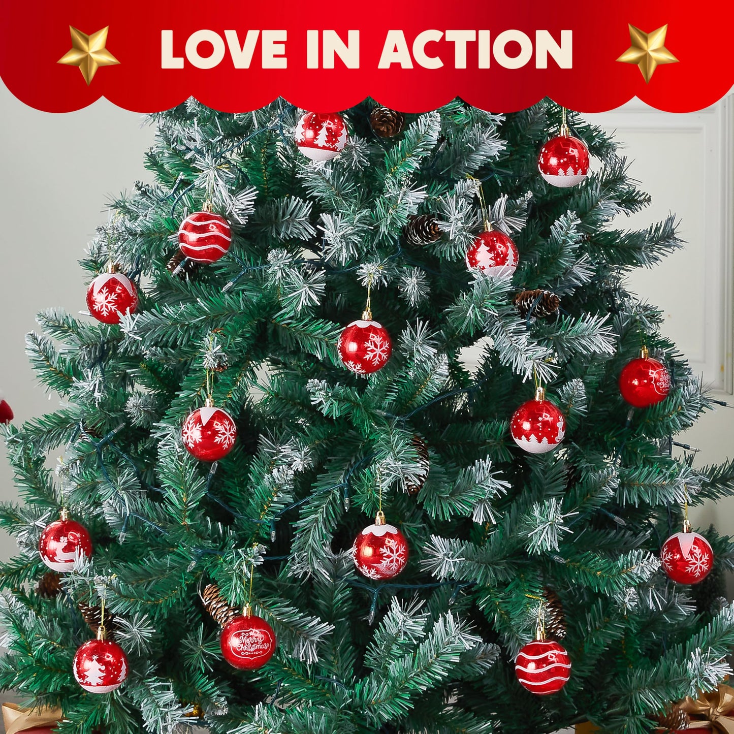 Joiedomi 24 Pcs 2.3” Red & White Christmas Ball Ornaments, Shatterproof Plastic Christmas Tree Ornaments, Hanging Decor for Wreath Garland Party Weddings Holidays