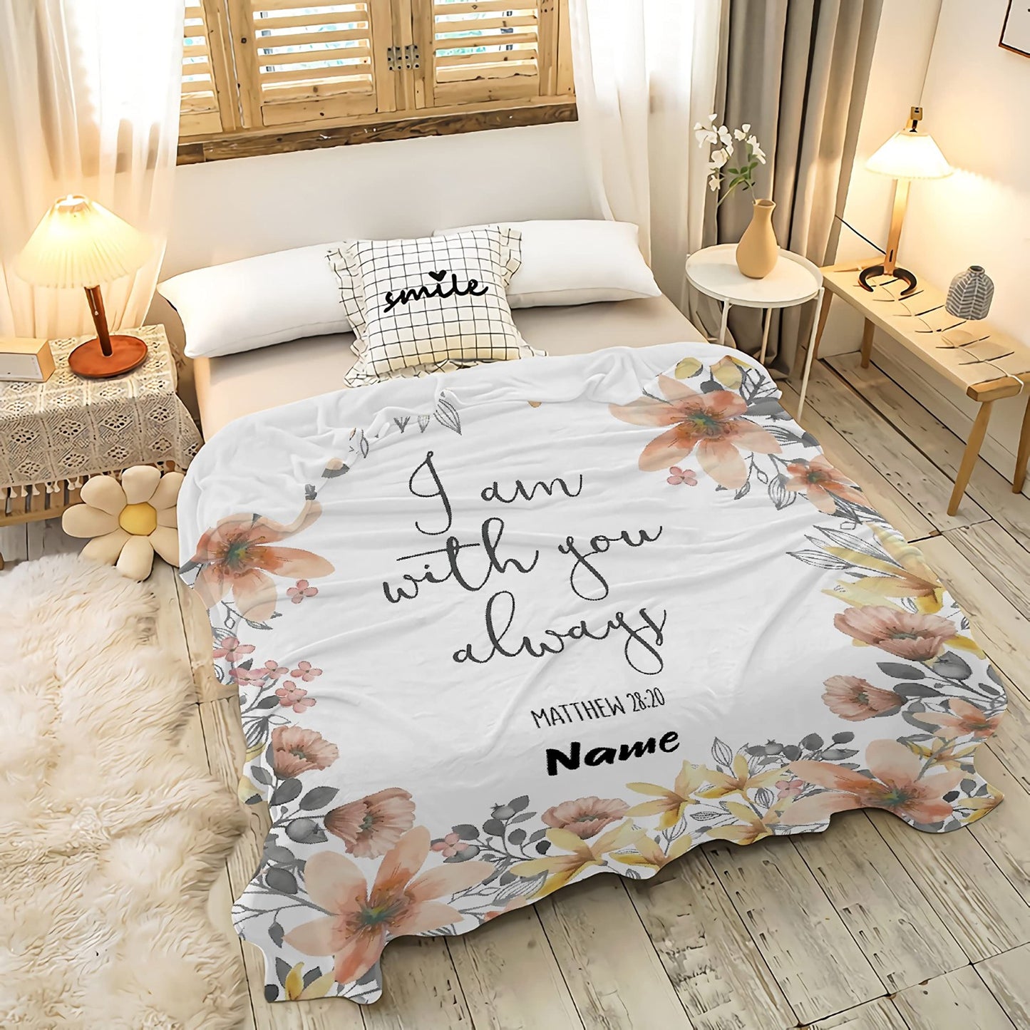 AMITAYUS Custom Bible Verse Blanket with Name - Personalized Christian Gifts for Women Customized Religious Sympathy Inspirational Spiritual Throw Gift for Family Friends 50" x40 '' Small