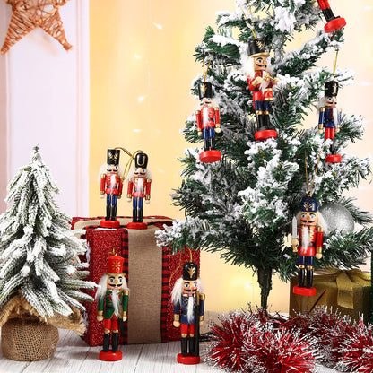 Aoriher 12 Pcs Christmas Nutcracker Ornament Small Wooden Soldier Hanging Decorations Nutcracker Figure Ornament for Christmas Tree Figure Decoration Gift
