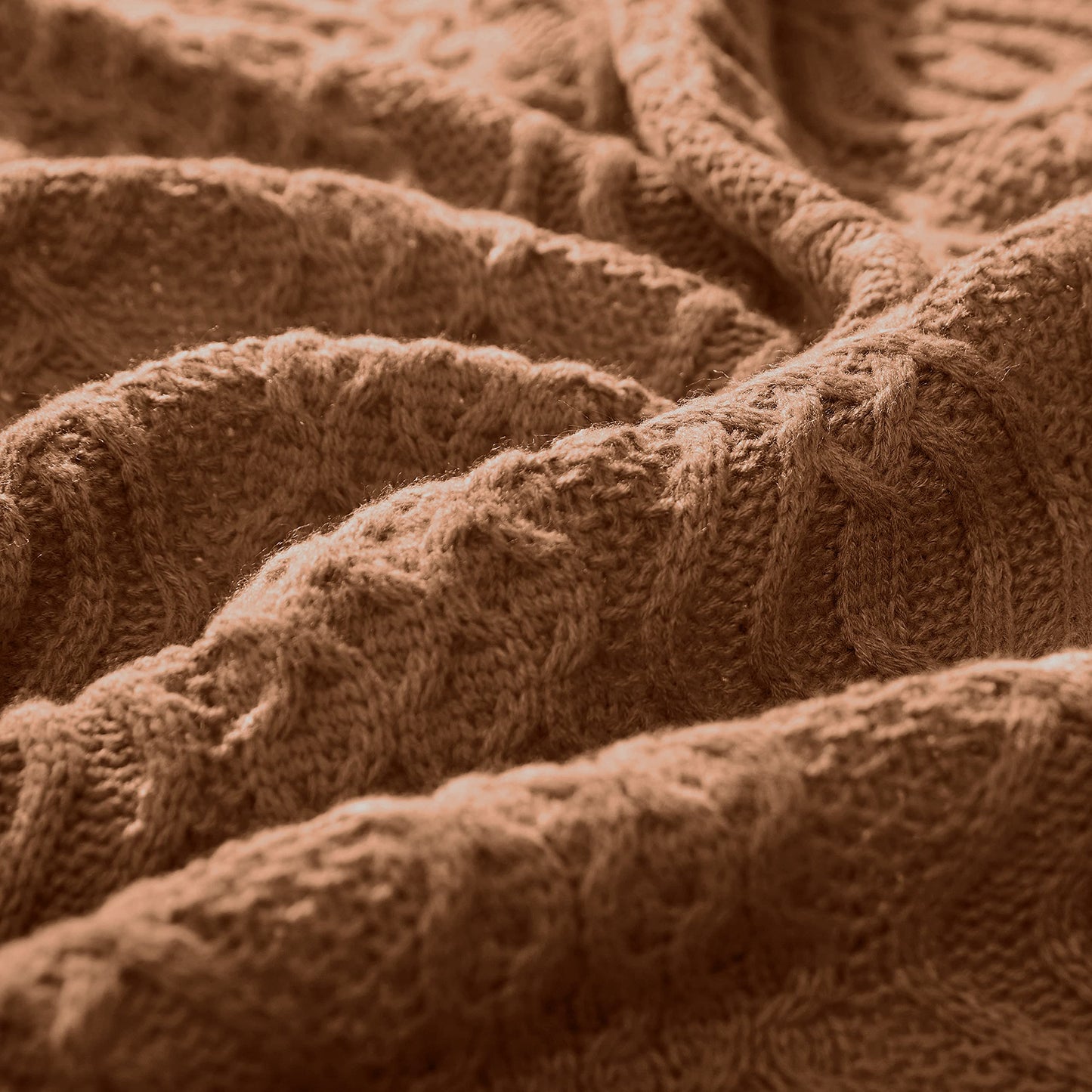 Aormenzy Brown Cable Knit Throw Blanket, Soft & Warm Knitted Blanket Throw for Couch Bed Sofa Living Room, 50 x 60 inch