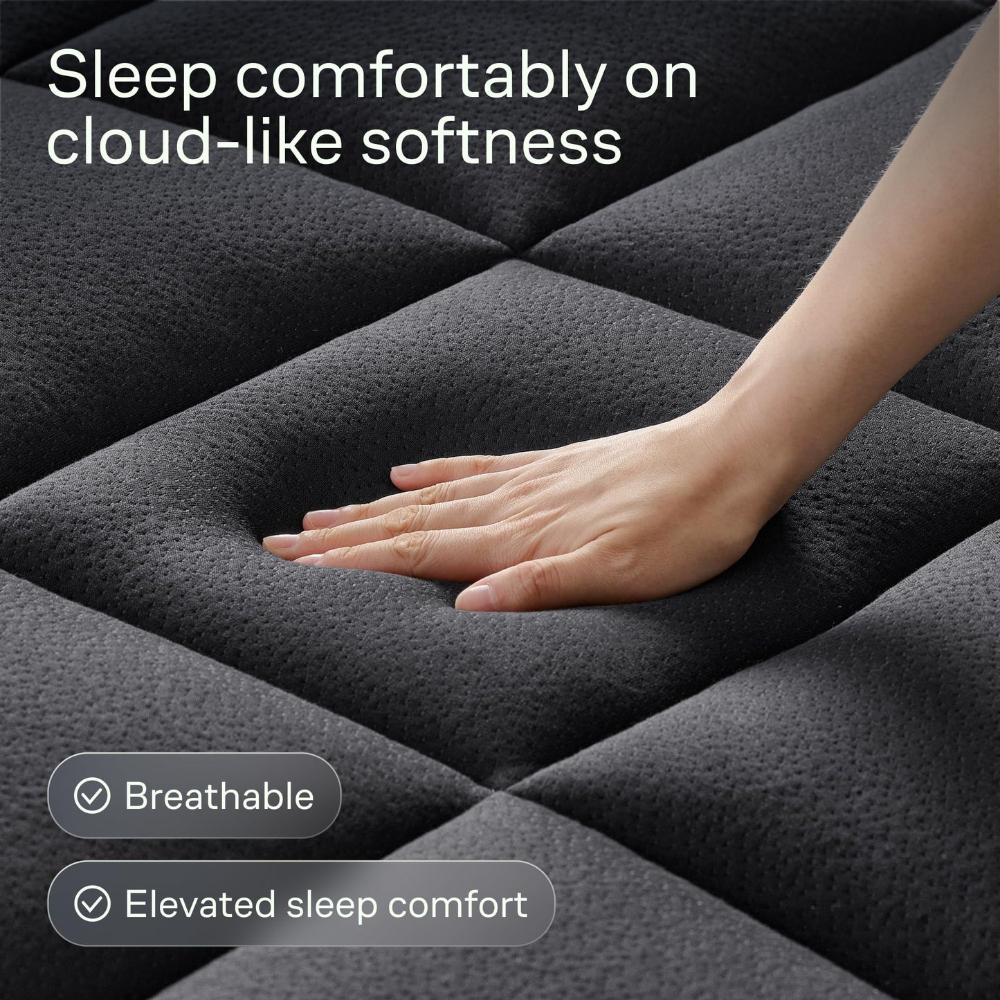 Niagara Sleep Solution Ultra Soft King Size Mattress Topper - Rayon Derived from Bamboo Pillow Top Mattress Pad for Back Pain Relief - Naturally Cooling for Hot Sleepers, Black