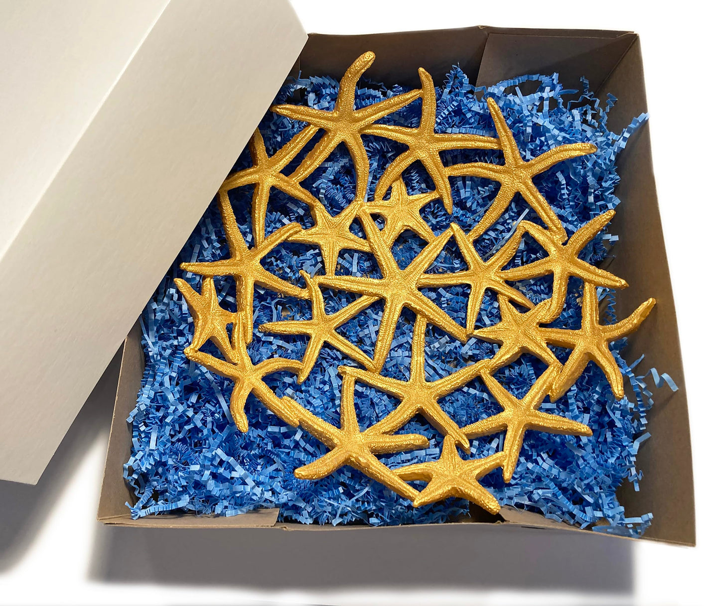 Mazeology Nautical Beach Seashore Starfish Centerpiece Bowl 11” Diameter Cast Resin Decorative Shiny Gold