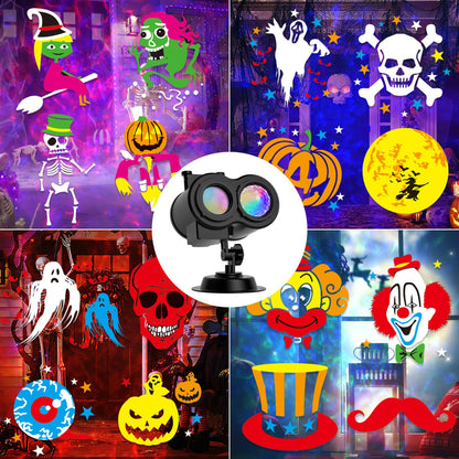 COOLWUFAN Christmas Halloween Projector Lights Outdoor, 2-in-1 Moving Patterns Landscape Lights 30 HD Effects (3D Ocean Wave & Patterns) Projection Light for Xmas Halloween Party Garden Decorations