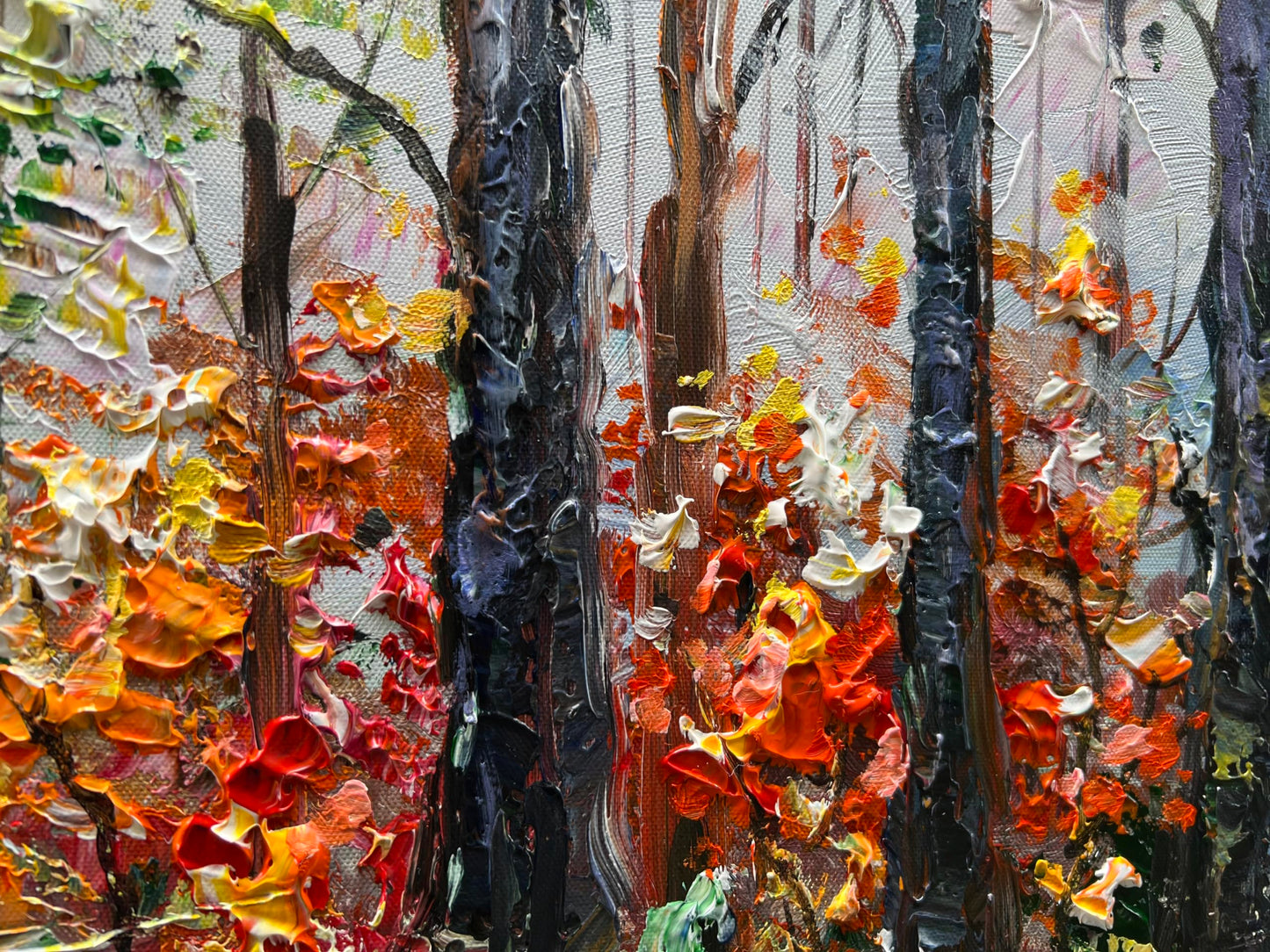 Diathou Art Forest Landscape Oil Painting Modern Abstract Art wall Decoration 24x48 inches