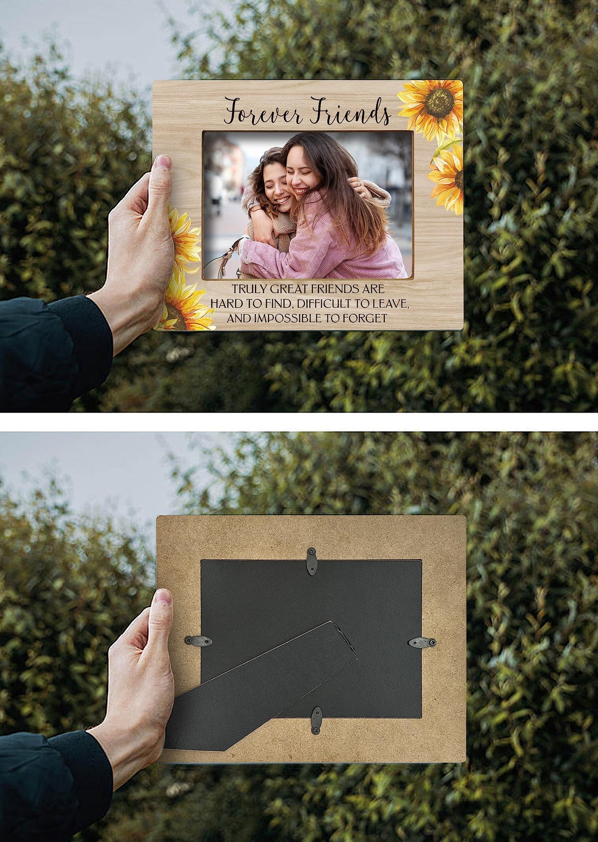 FONDCANYON Forever Friends Sunflower Picture Photo Frame, Bestie Bff Friendship Gifts For Men Women Friends Birthday Christmas Girls (5x7 Inch Photo)