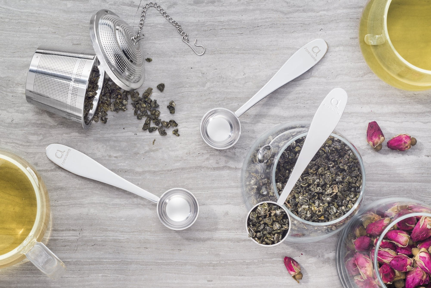 Apace Living Tea Scoop (Set of 3) - Stainless Steel Measuring Spoons for Loose Leaf Tea, Coffee and More (M, Silver)